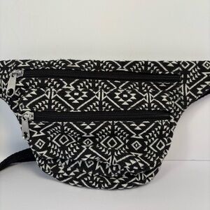 Ethnic Tribal Fanny Pack Black and White